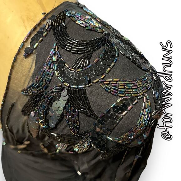 Vintage Casadei Black Dress | 1980s Glamour Revived | Size 6 - Picture 3 of 15